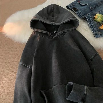Getadme  Extfine Vintage Acid Washed Men Oversized Hoodies Streetwear Man Casual Hooded Pullovers Harajuku Male Sweatshirts Clothing